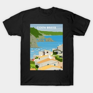 Costa Brava Spain Vintage Minimal Retro Travel Poster T-Shirt